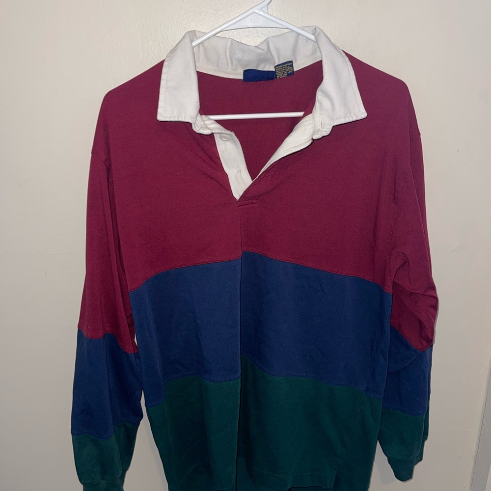 Vintage Men’s Colorblock Rugby Long-Sleeved Shirt Sz S by Brittany Bay - AS IS
